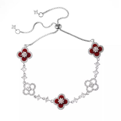 Light Luxury Cherry Blossom Pink Imitation Shell Four-Leaf Flower Bracelet for Girls, Lucky Clover Bracelet, Light Luxury Niche Bracelet, Exquisite Bracelet